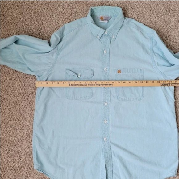 Carhartt men's button down blue long sleeves shirt size XL - Picture 5 of 8